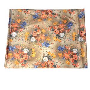 Jantzen Vintage Floral Rose Print Polyester Fabric Beige Peach Blue New